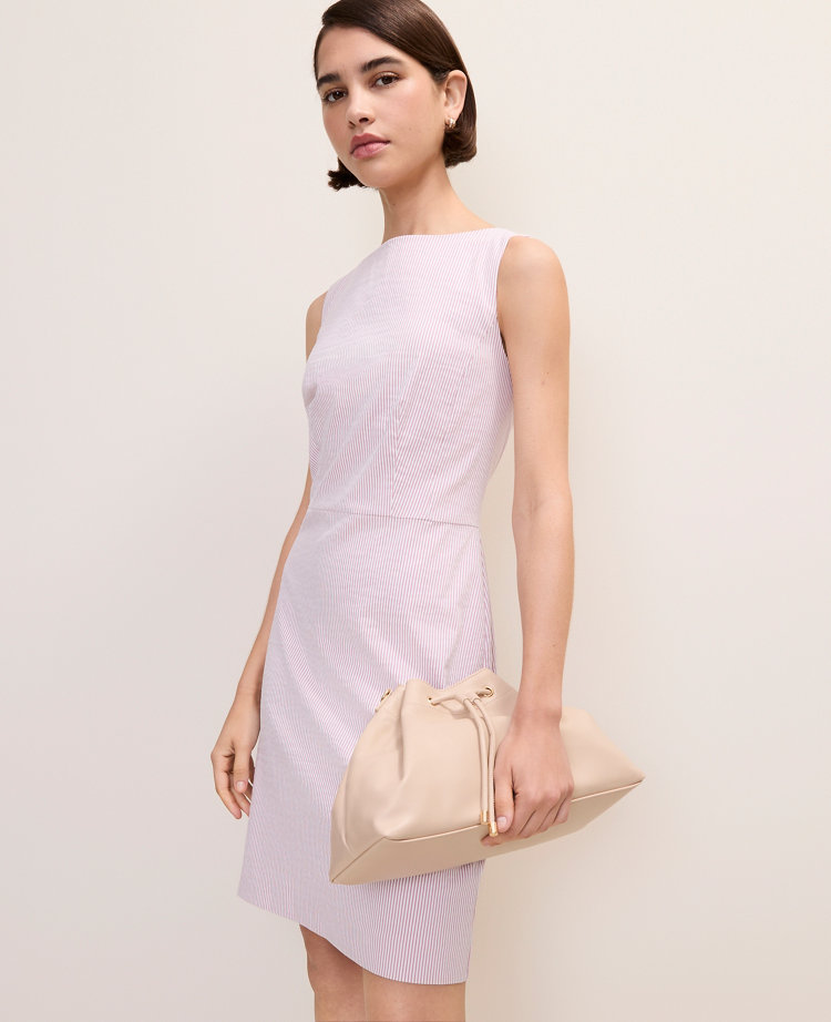 The Petite Boatneck Dress in Seersucker