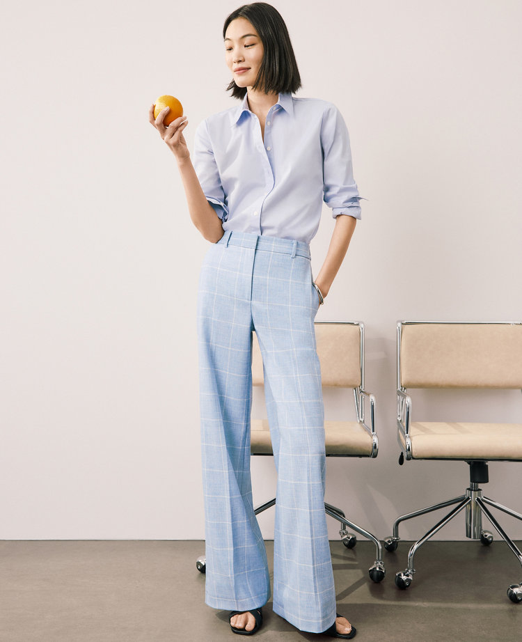The Petite Wide-Leg Pant in Windowpane