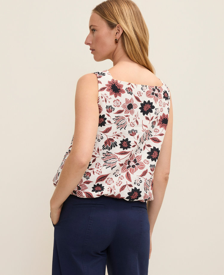 Weekend Floral Tank Top in Linen Blend