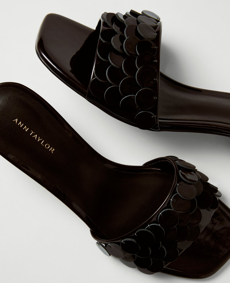 Patent Paillette Kitten Heel Sandal