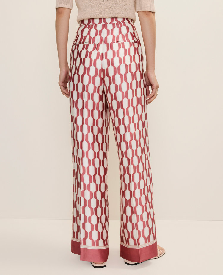 The Petite Wide-Leg Pant in Satin Geo Print