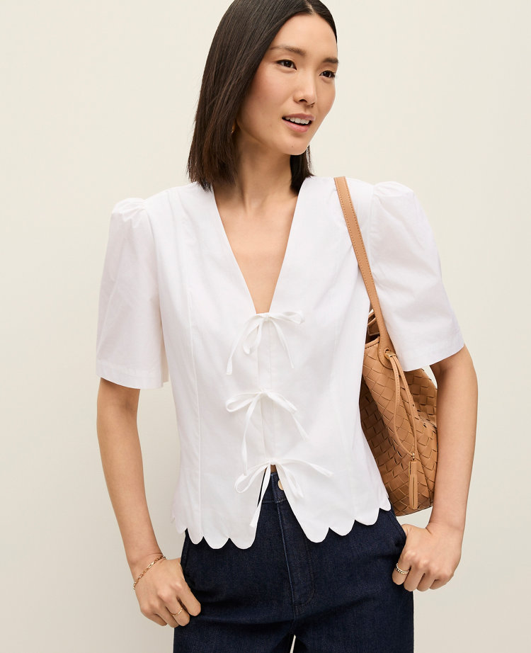 Petite Tie Front Blouse
