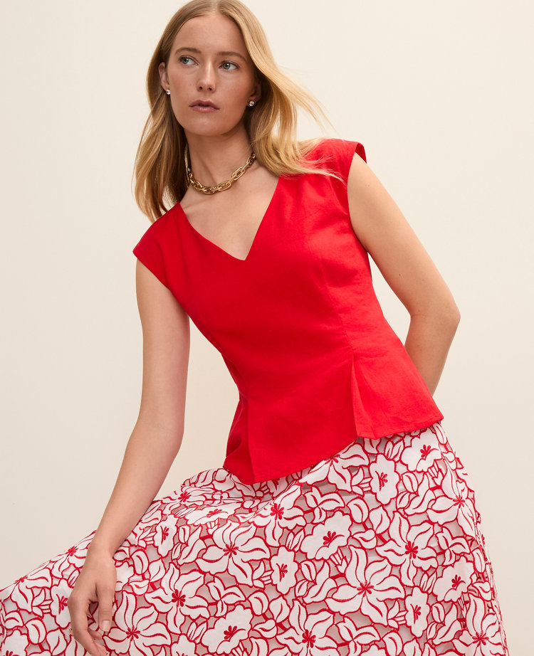 Petite Peplum Top in Satin carousel Product Image 1