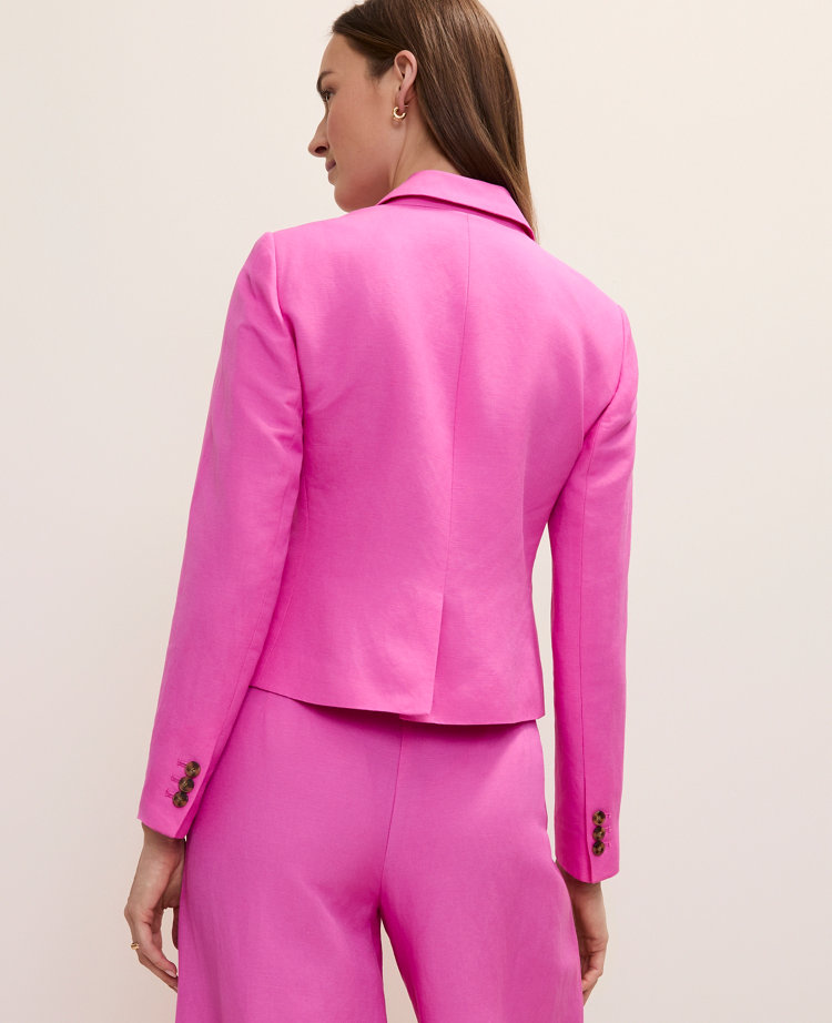 The Petite Shorter Single Button Blazer in Linen Blend