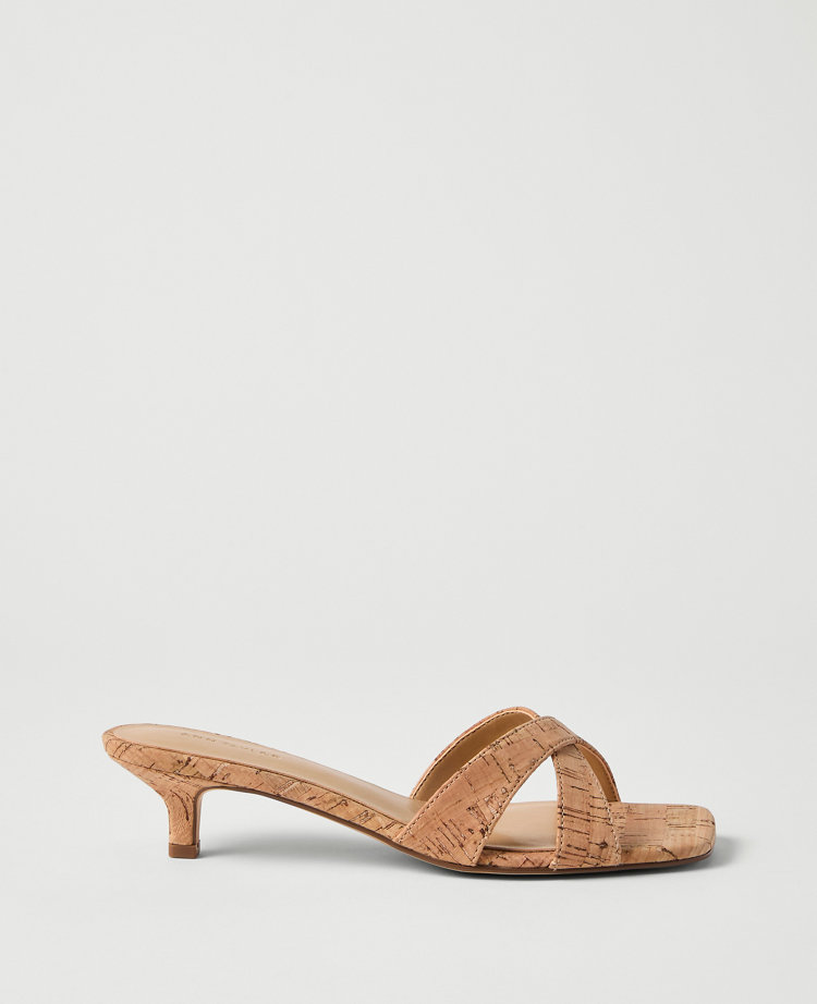 Cork Crossover Kitten Heel Sandal