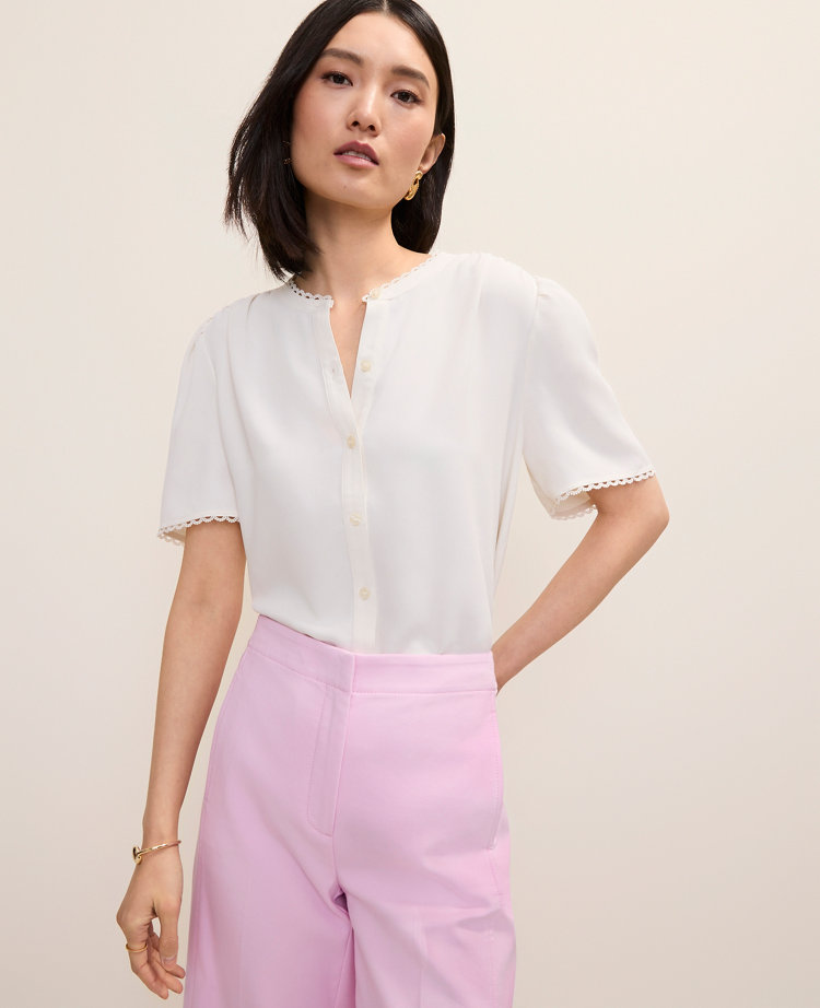 Petite Lace Trim Top