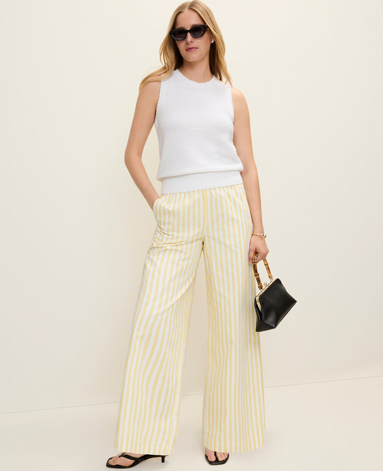 Petite Weekend Collection Striped Easy Palazzo Pant