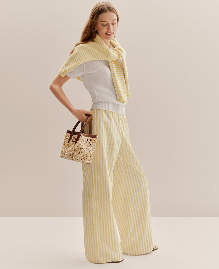 Petite Weekend Collection Striped Easy Palazzo Pant