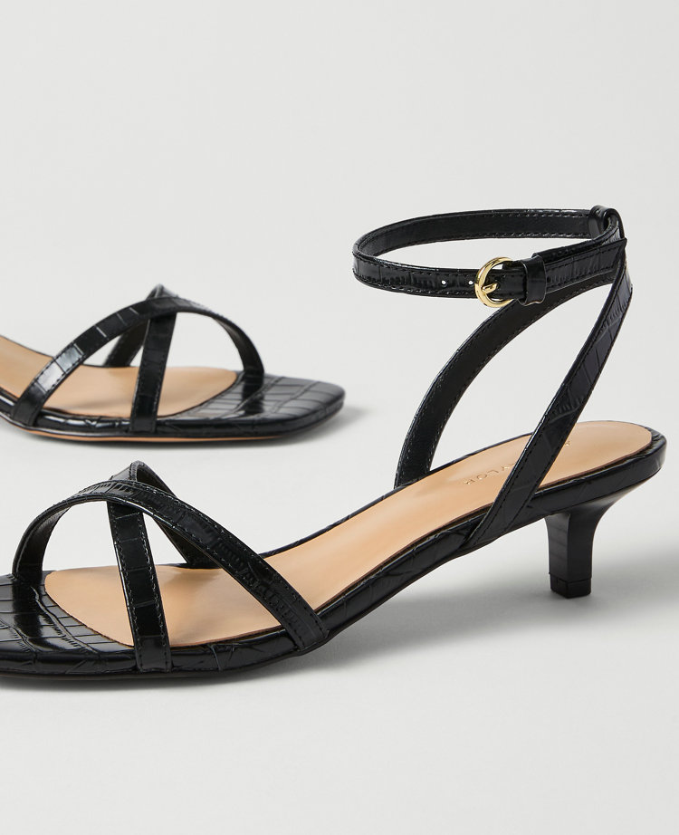 Ann Taylor Croco Crossover Heel Sandal Women's