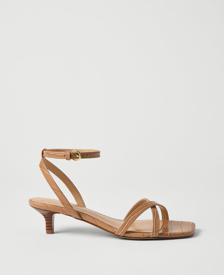 Croco Crossover Heel Sandal
