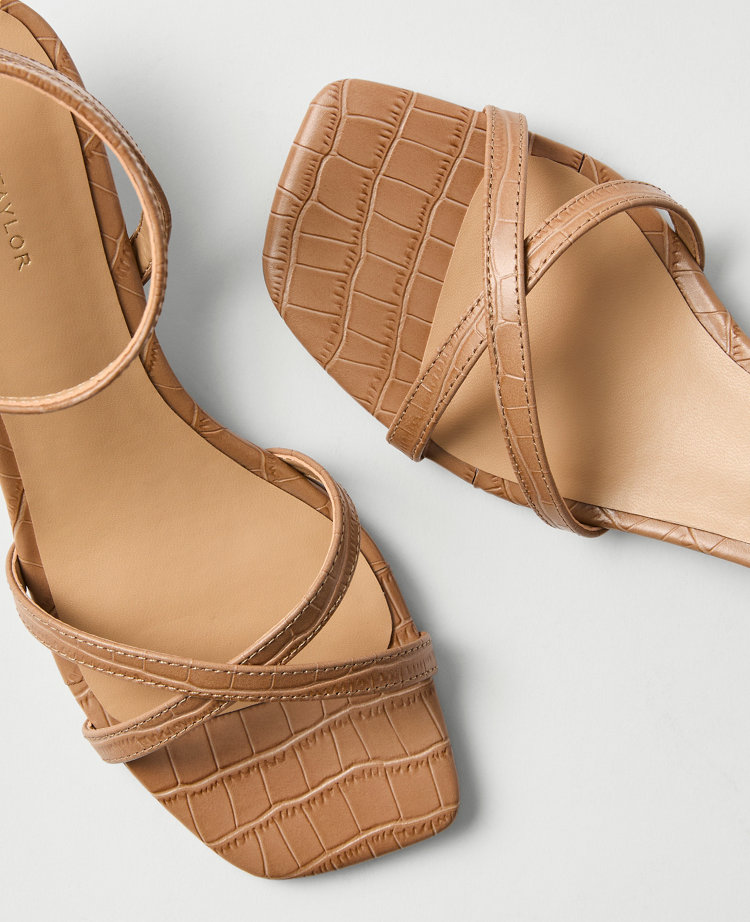 Croco Crossover Heel Sandal