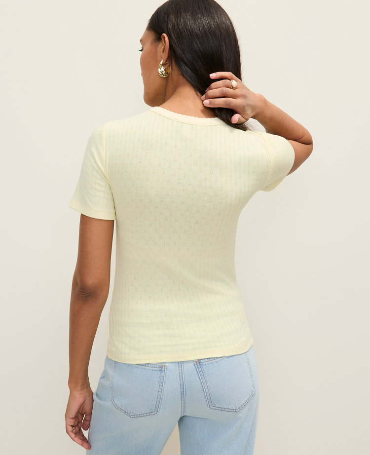 Petite Weekend Pointelle Crew Neck Tee