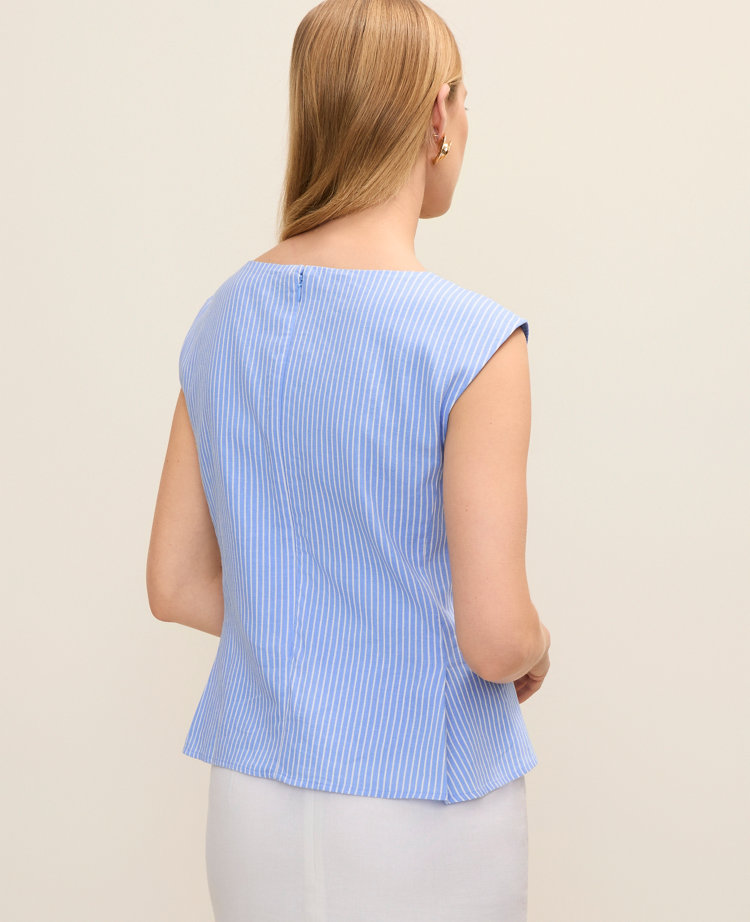 Striped Peplum Top in Linen Blend carousel Product Image 2