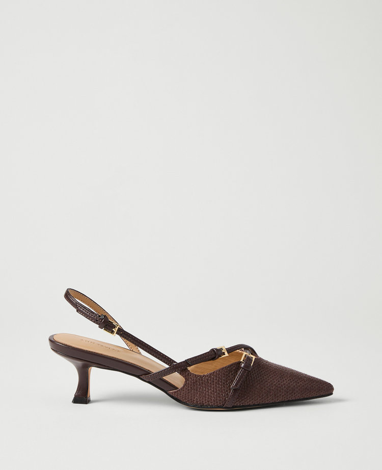Straw Crossover Slingback Pump