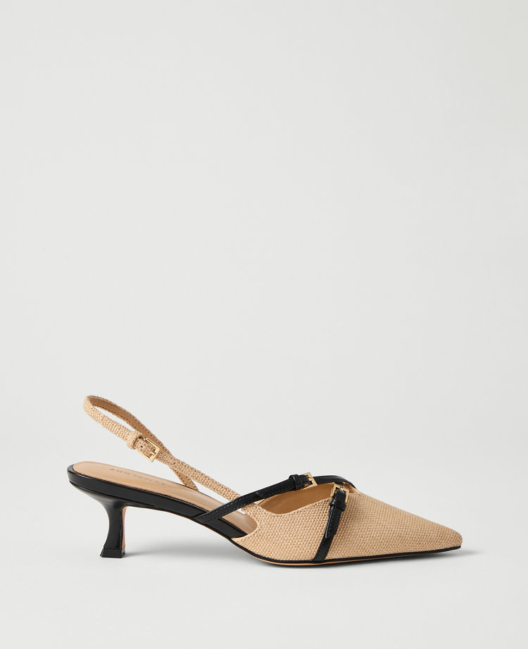 Straw Crossover Slingback Pump