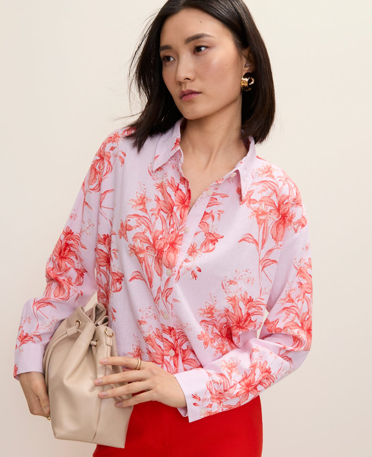 Floral Linen Button Down Shirt