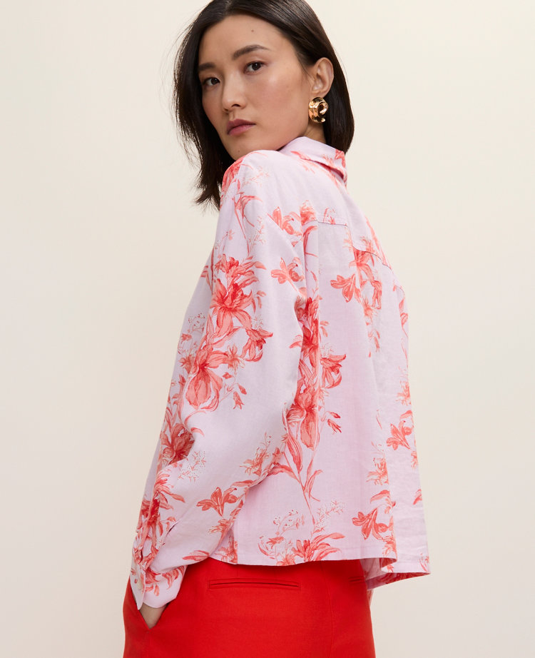 Floral Linen Button Down Shirt