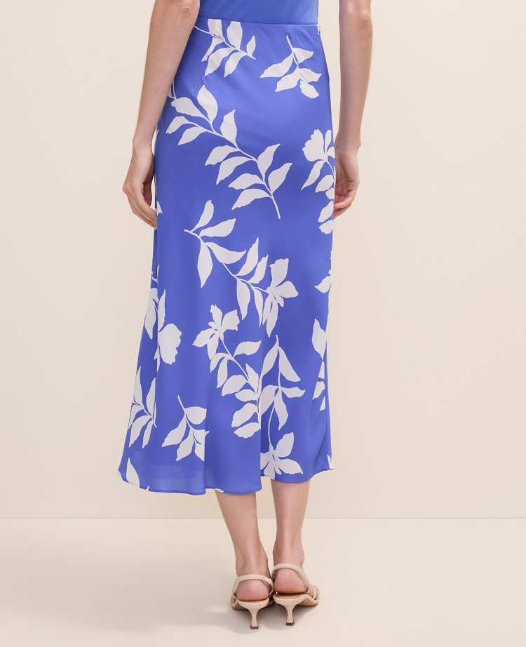 Floral Bias Slip Skirt in Satin