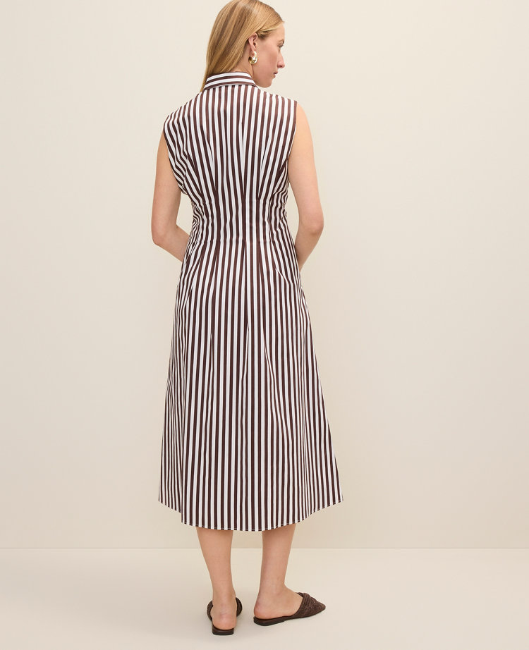 Weekend Striped Pleated Midi Shirtdress