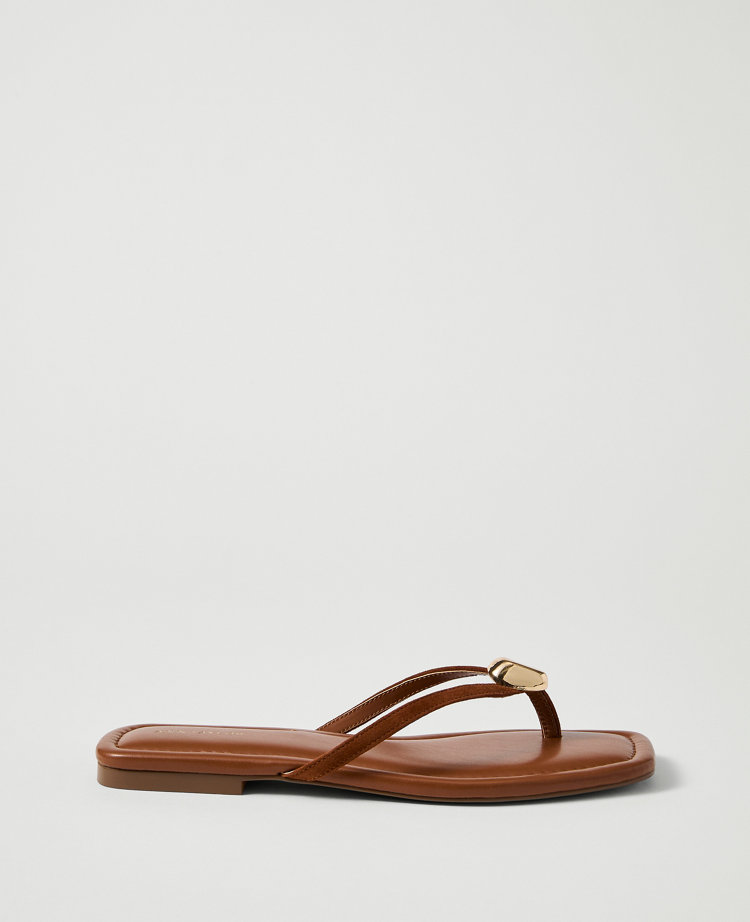 Suede Embellished Flip Flop Sandal
