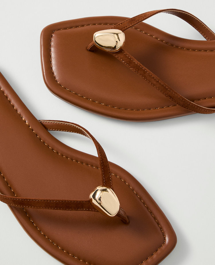 Suede Embellished Flip Flop Sandal