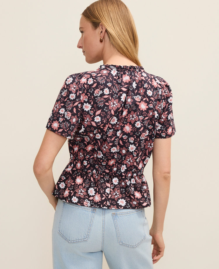 Floral Gathered Peplum Top