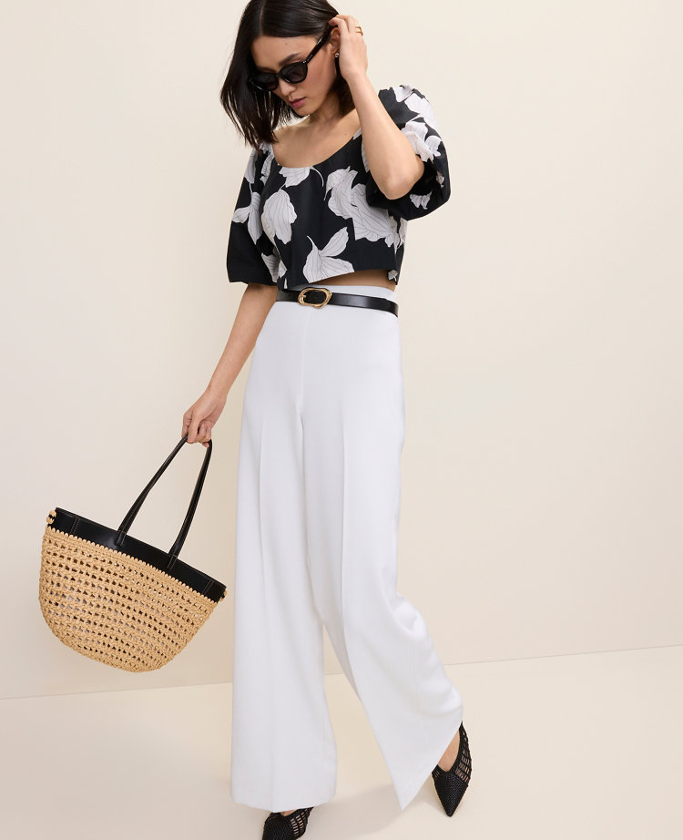 The Petite Side Zip Wide-Leg Pant in Fluid Crepe carousel Product Image 1
