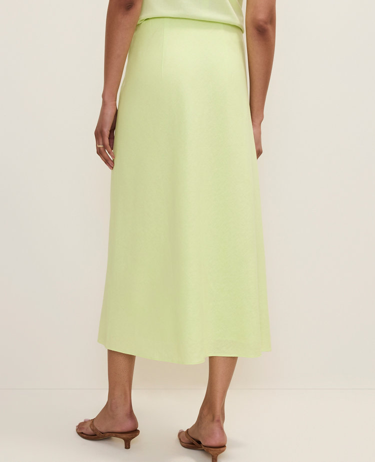 Bias Midi Slip Skirt in Linen Blend