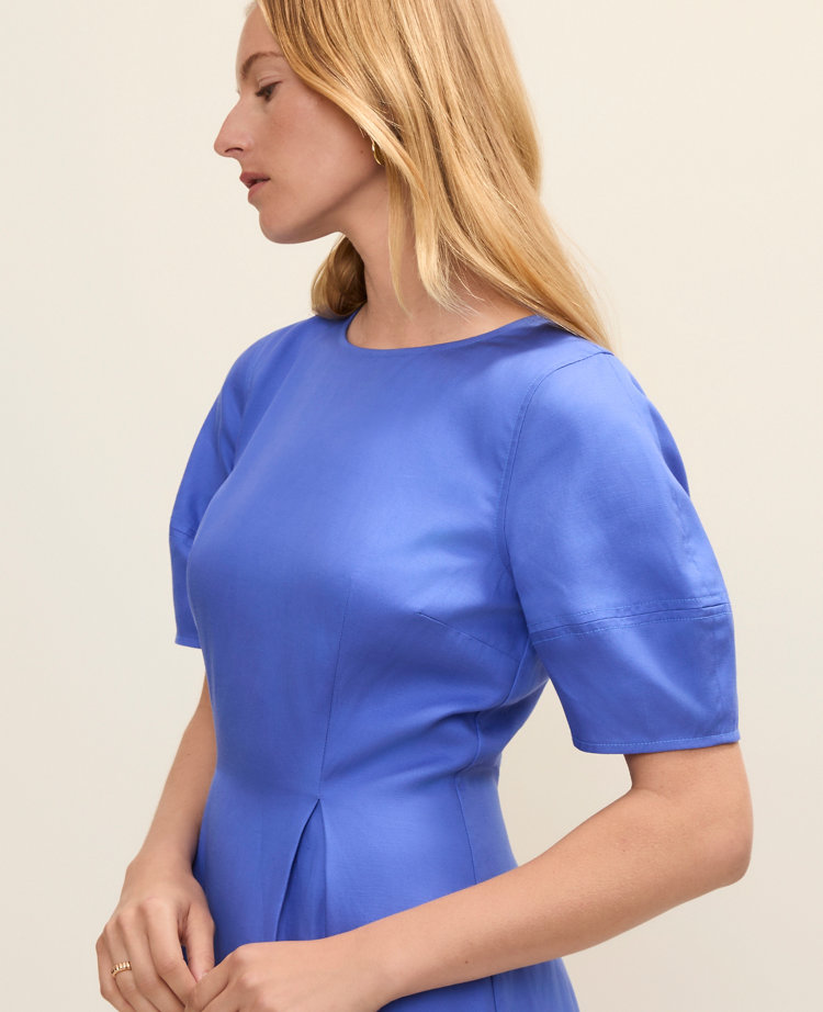 Petite Crew Neck Flare Midi Dress