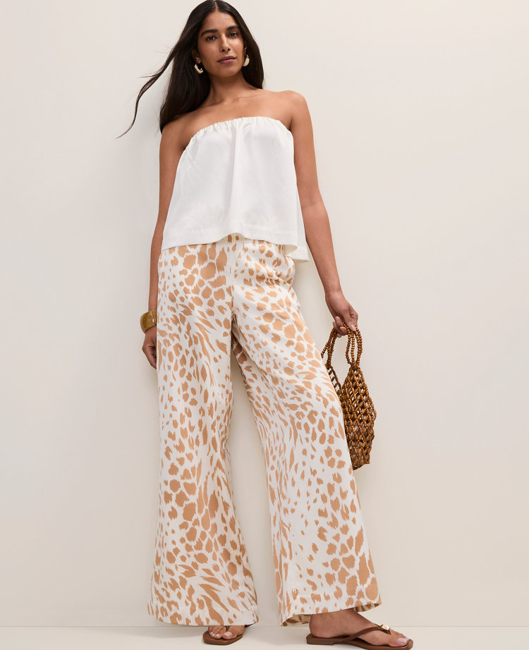 Petite Easy Wide-Leg Pant in  Animal Print Satin carousel Product Image 1