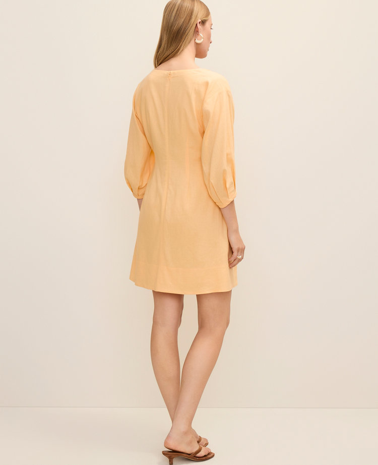 Petite Pintucked Mini Dress in Linen Blend carousel Product Image 2