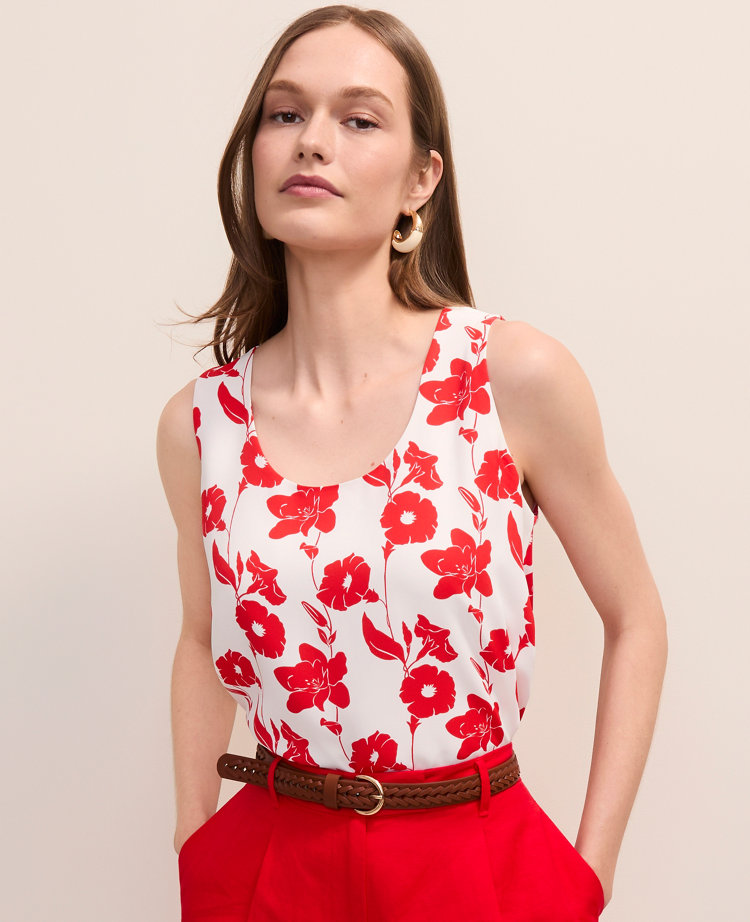 Petite Floral Mixed Media Tank Top