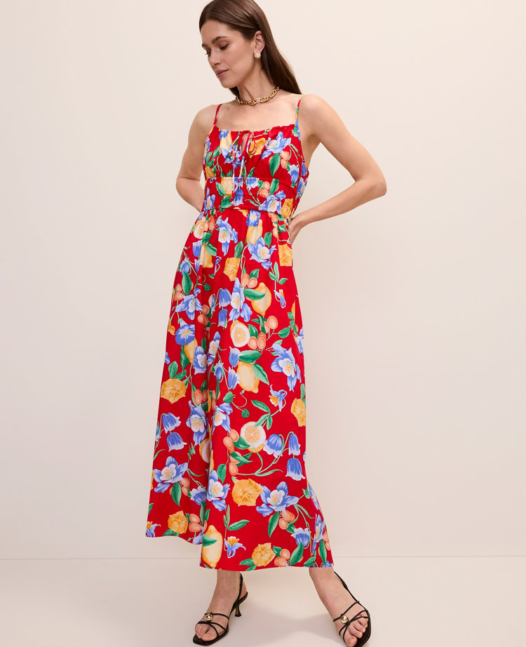 Petite Floral Gathered Maxi Dress carousel Product Image 1