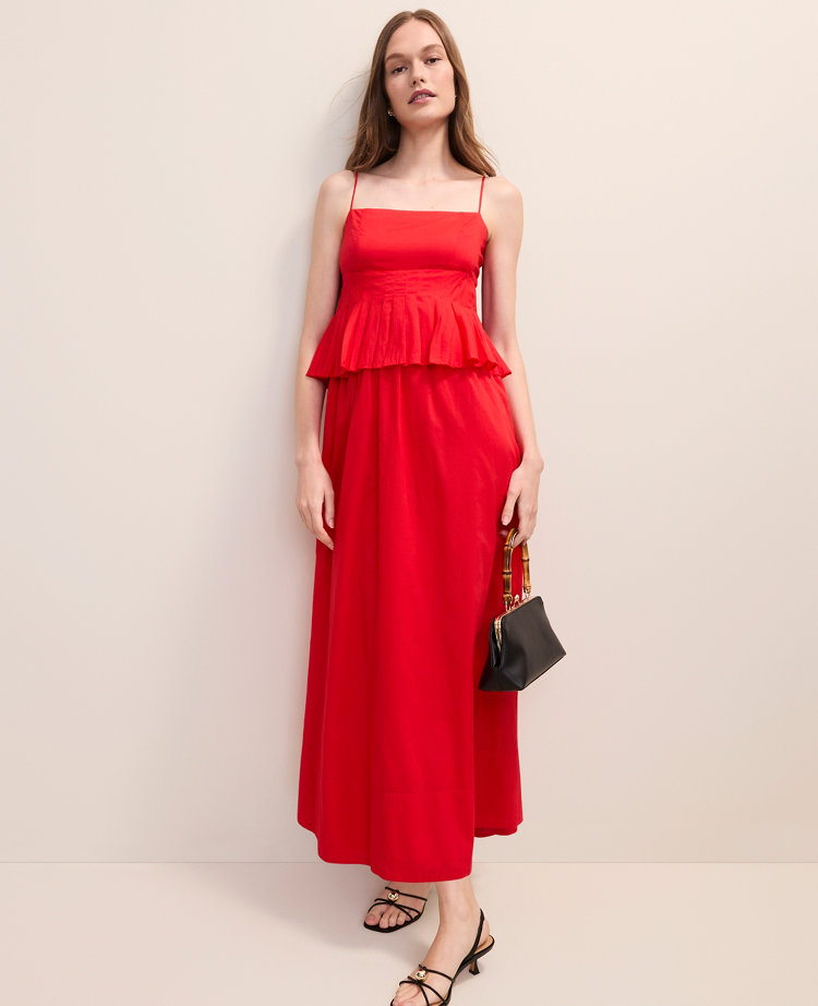 Petite Pleated Peplum Maxi Dress carousel Product Image 1