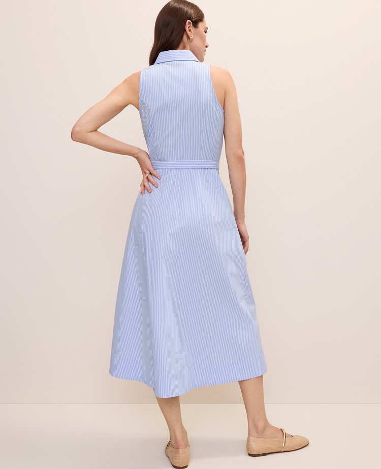 Petite Striped Collared Halter Midi Dress carousel Product Image 2