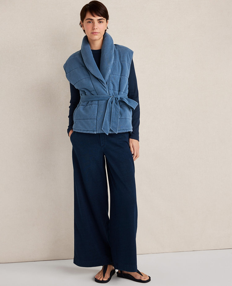 Haven Well Within Indigo Cotton Terry Quilted Vest