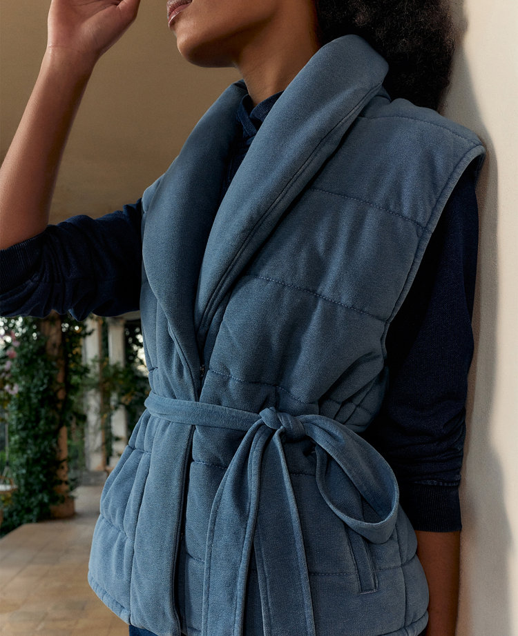 Haven Well Within Indigo Cotton Terry Quilted Vest