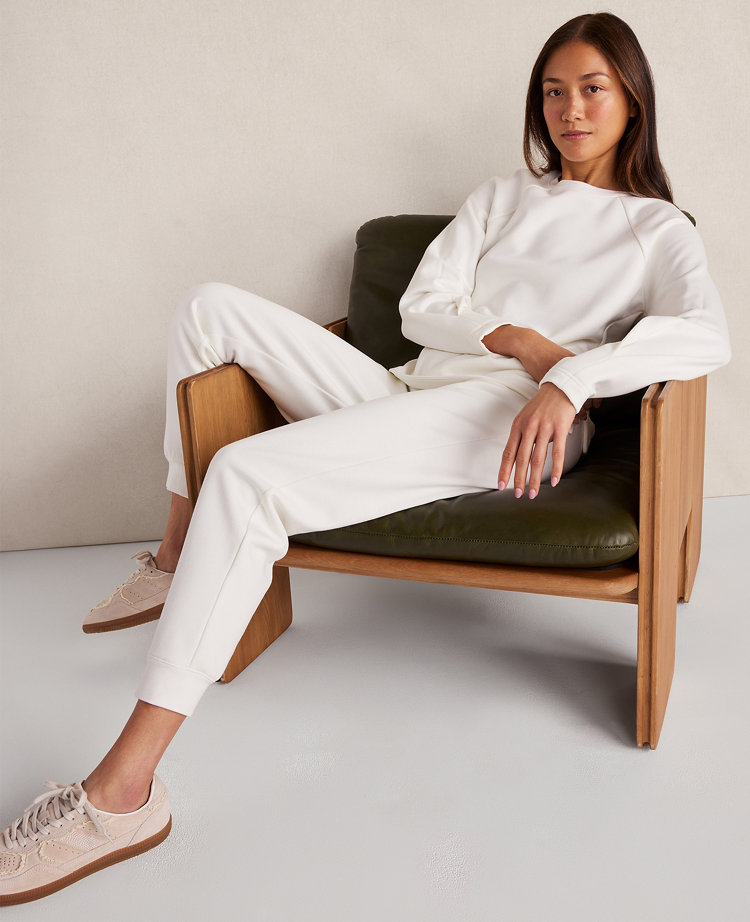 Haven Well Within Soft-Brushed Fleece Pleated Crewneck