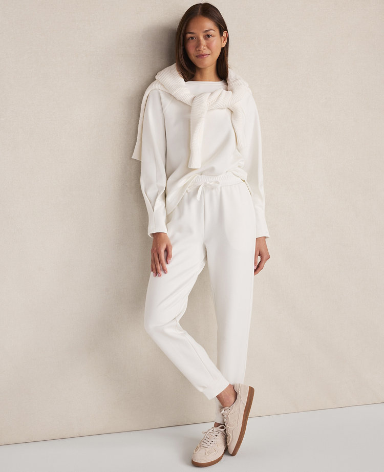 Haven Well Within Soft-Brushed Fleece Pleated Crewneck