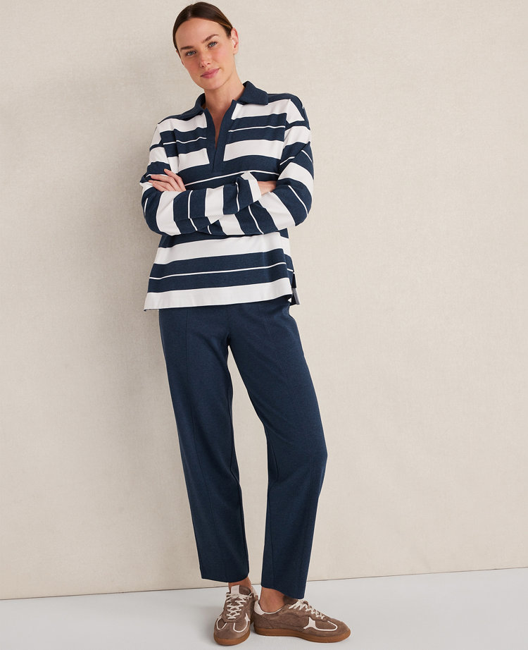 Haven Well Within Organic Cotton Interlock Stripe Johnny Collar Top