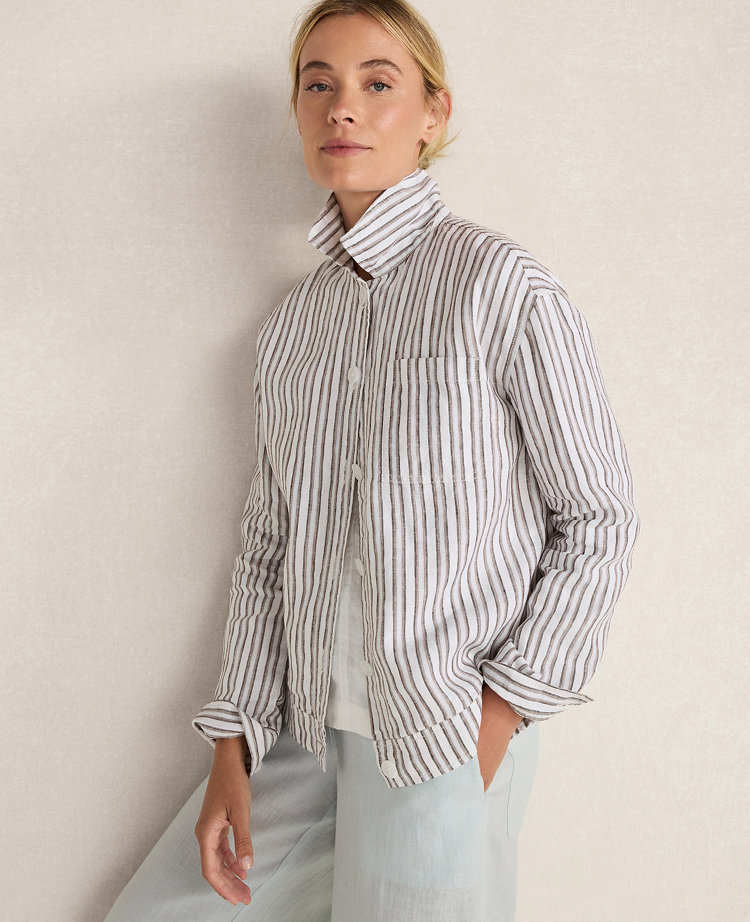 Haven Well Within Everweave Linen Stripe Boxy Jacket