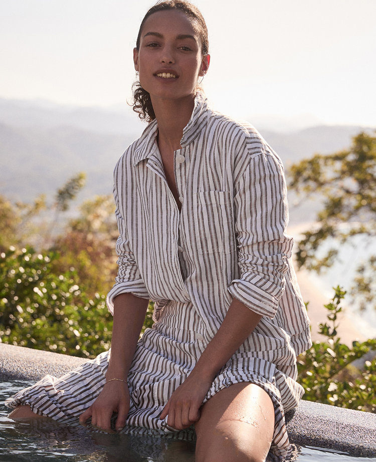 Haven Well Within Everweave Linen Stripe Boxy Jacket