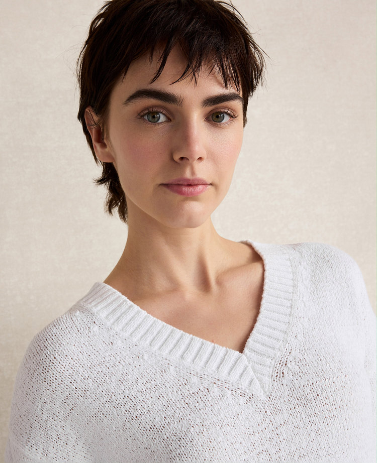 Haven Well Within Cotton Blend Tape Yarn V-Neck Sweater