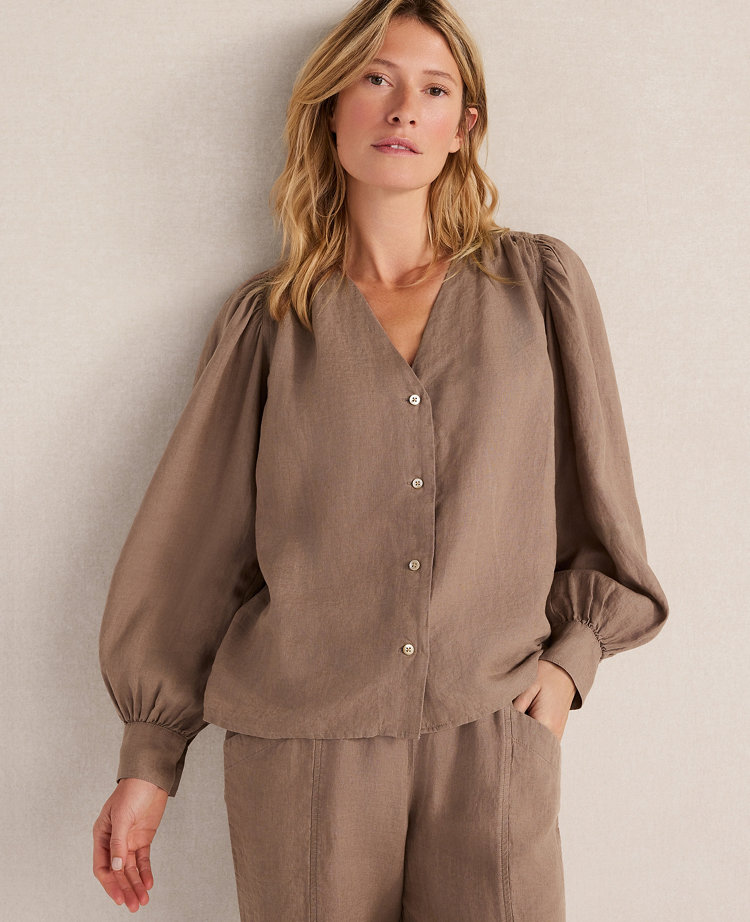 Haven Well Within Linen V-Neck Blouse