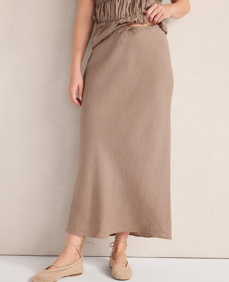 Haven Well Within Linen Bias Cut Midi Skirt
