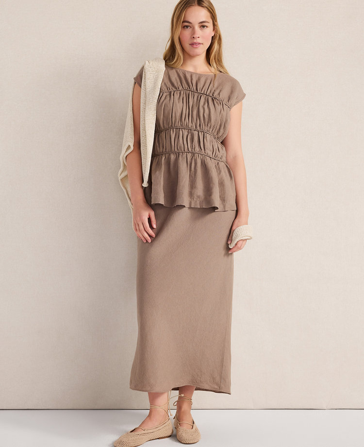 Haven Well Within Linen Bias Cut Midi Skirt