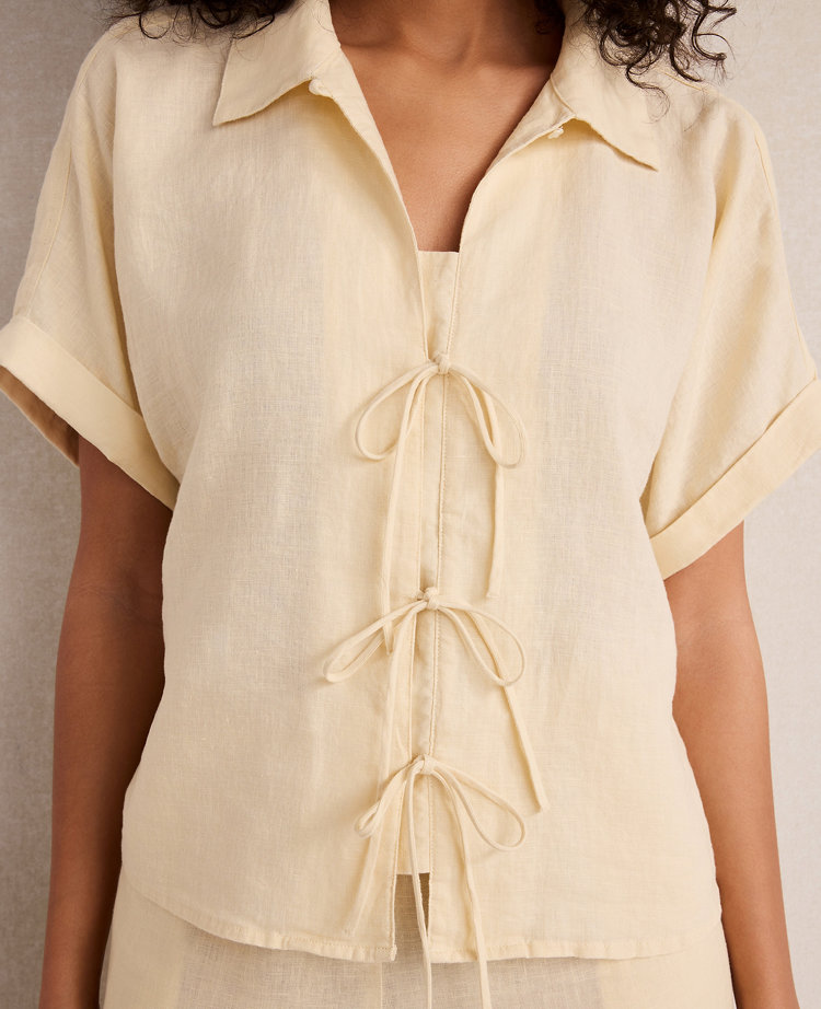 Haven Well Within Linen Tie-Front Top