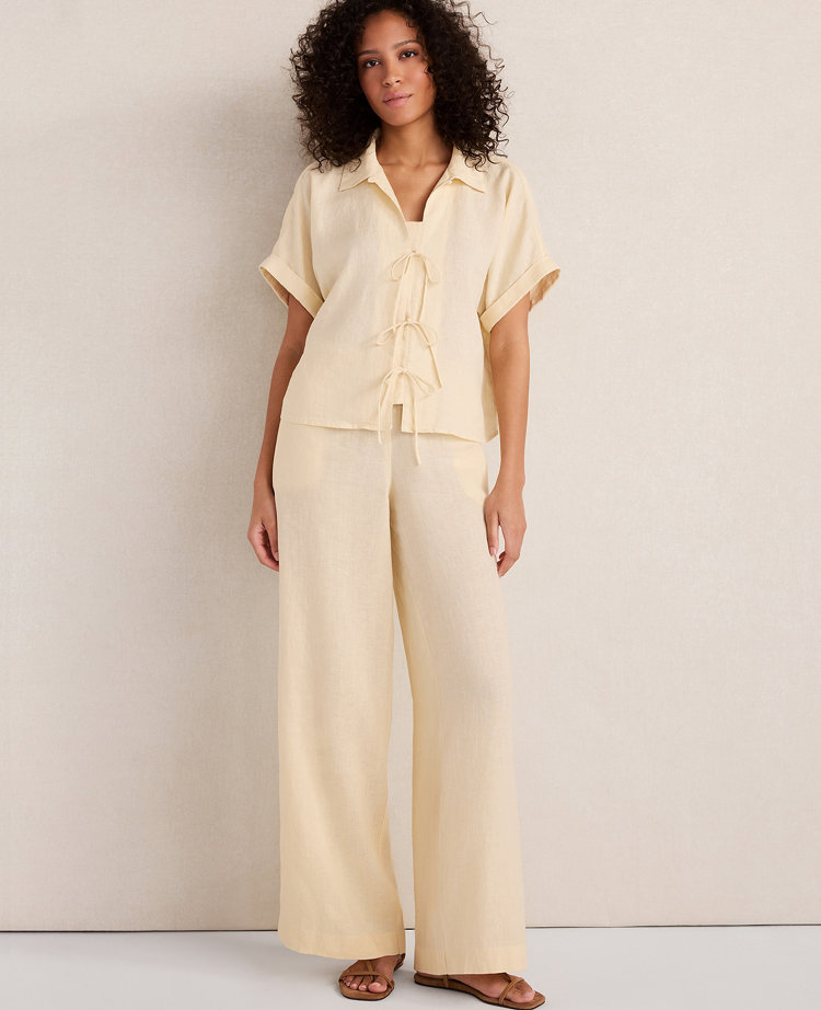 Haven Well Within Linen Tie-Front Top