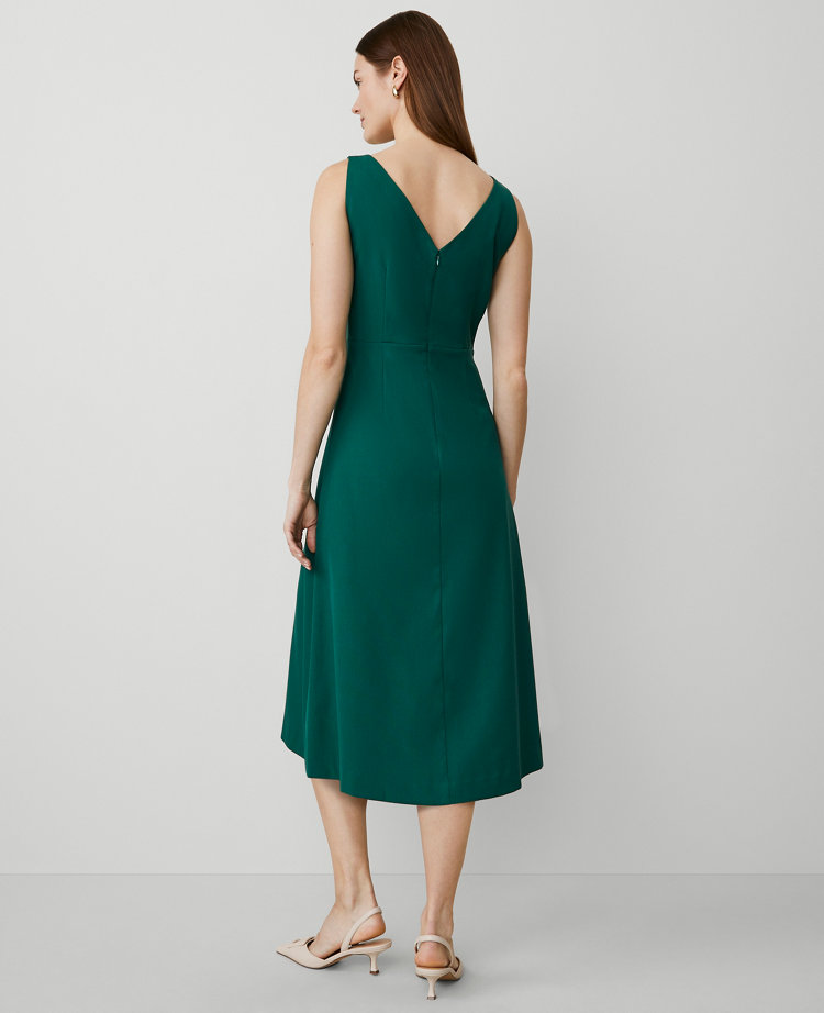 The Boatneck Midi Dress in Textured Drape