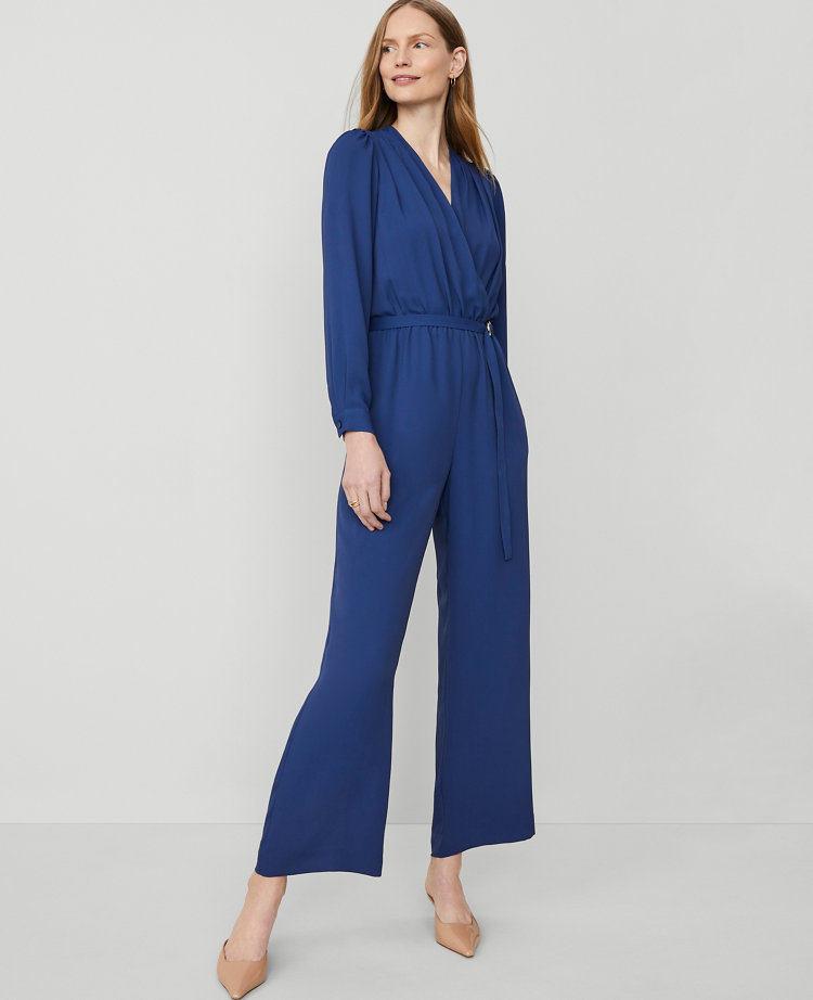 Ann Taylor Petite Wrap Jumpsuit Calm Shores Women's